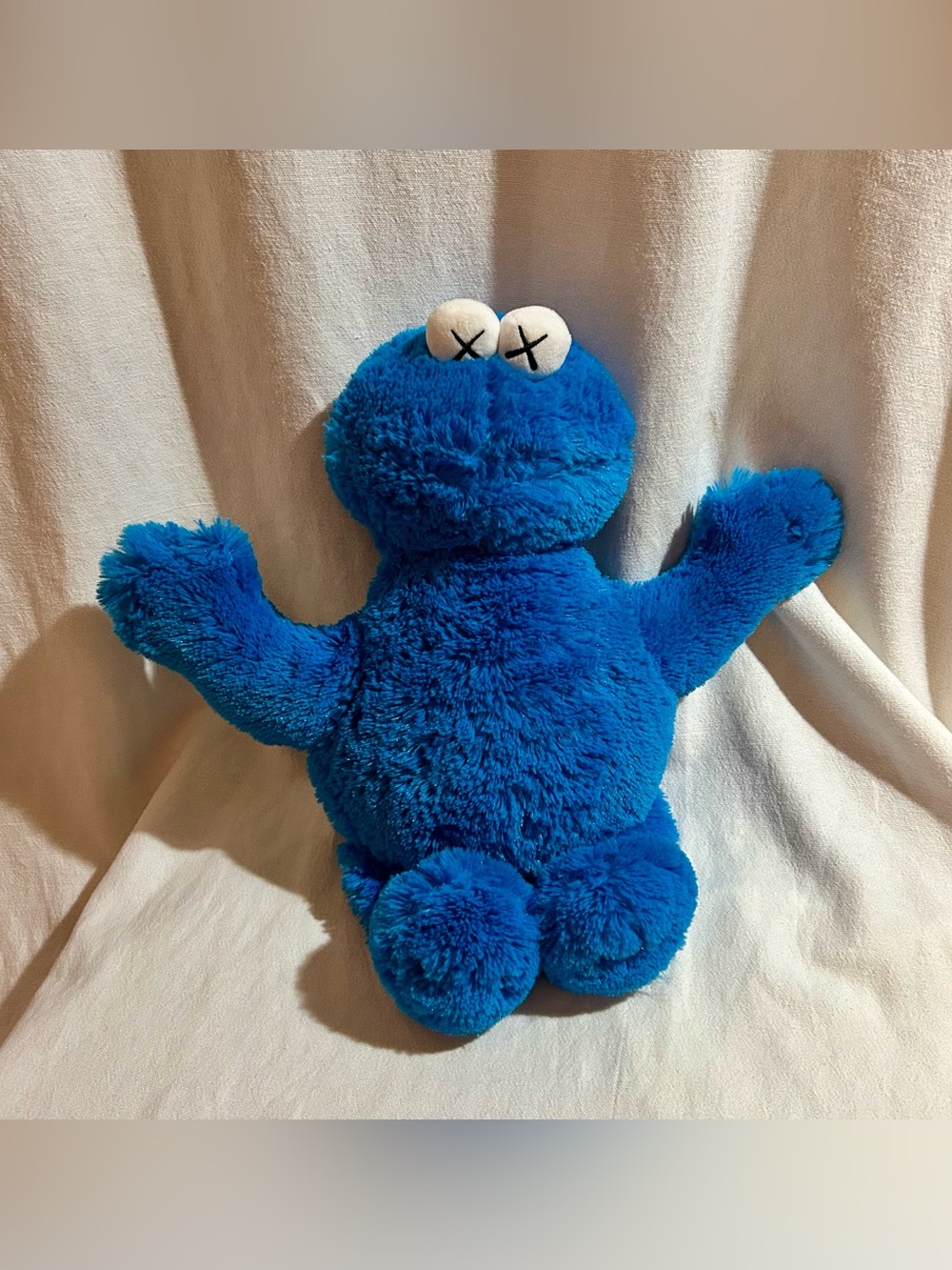 KAWS x Uniqlo Sesame Street Cookie Monster Plush 2018 Blue XX Eyes Collectible